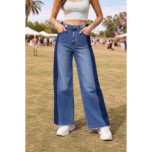BDG Urban Outfitters Two Tone Wide Leg Jeans Raw Hem Y2K Skater 31